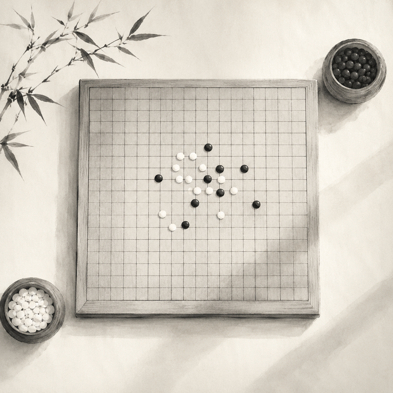 线上青年赛事氛围下的抽象五子棋棋盘