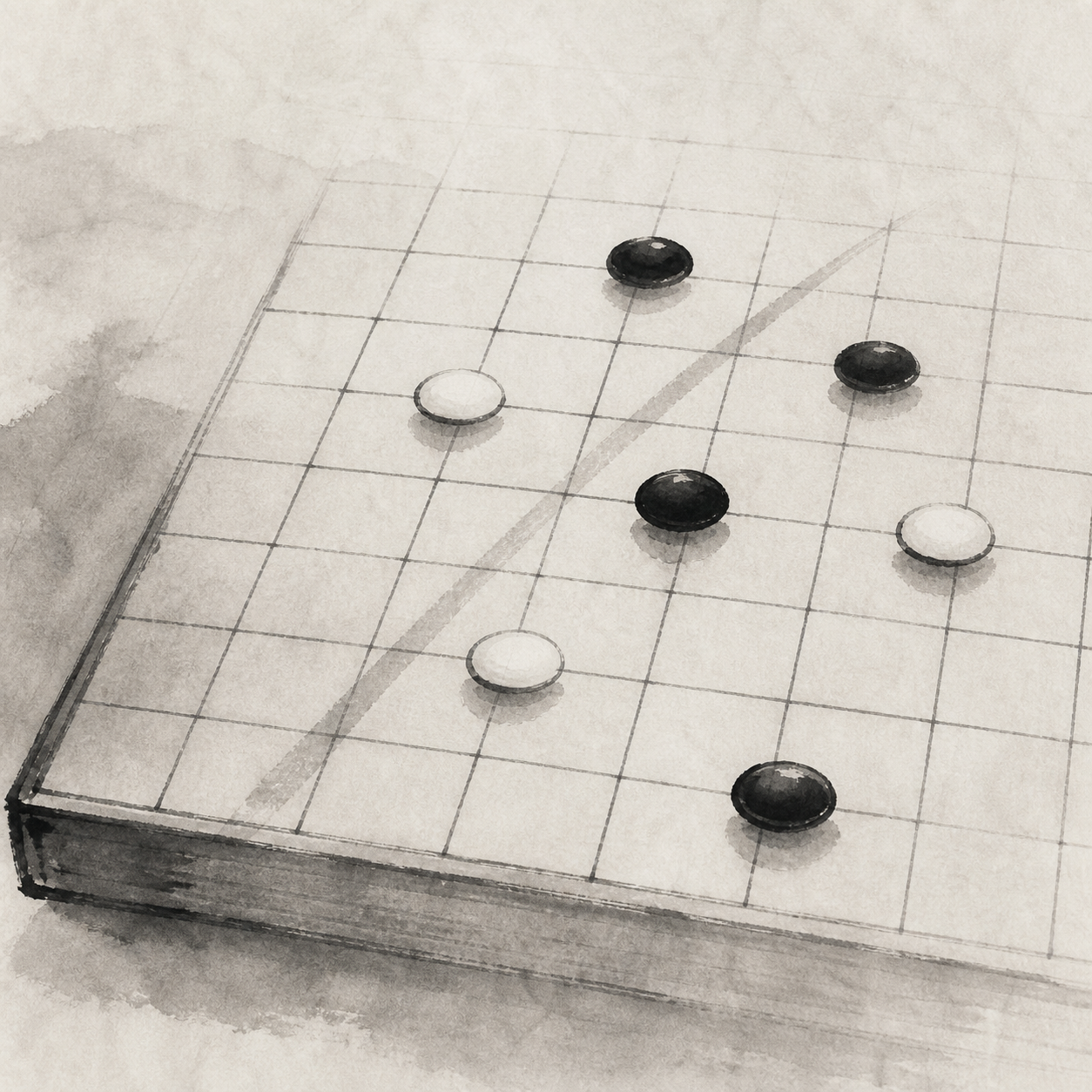 五子棋中由活三转为冲四再转为必胜点的示意图