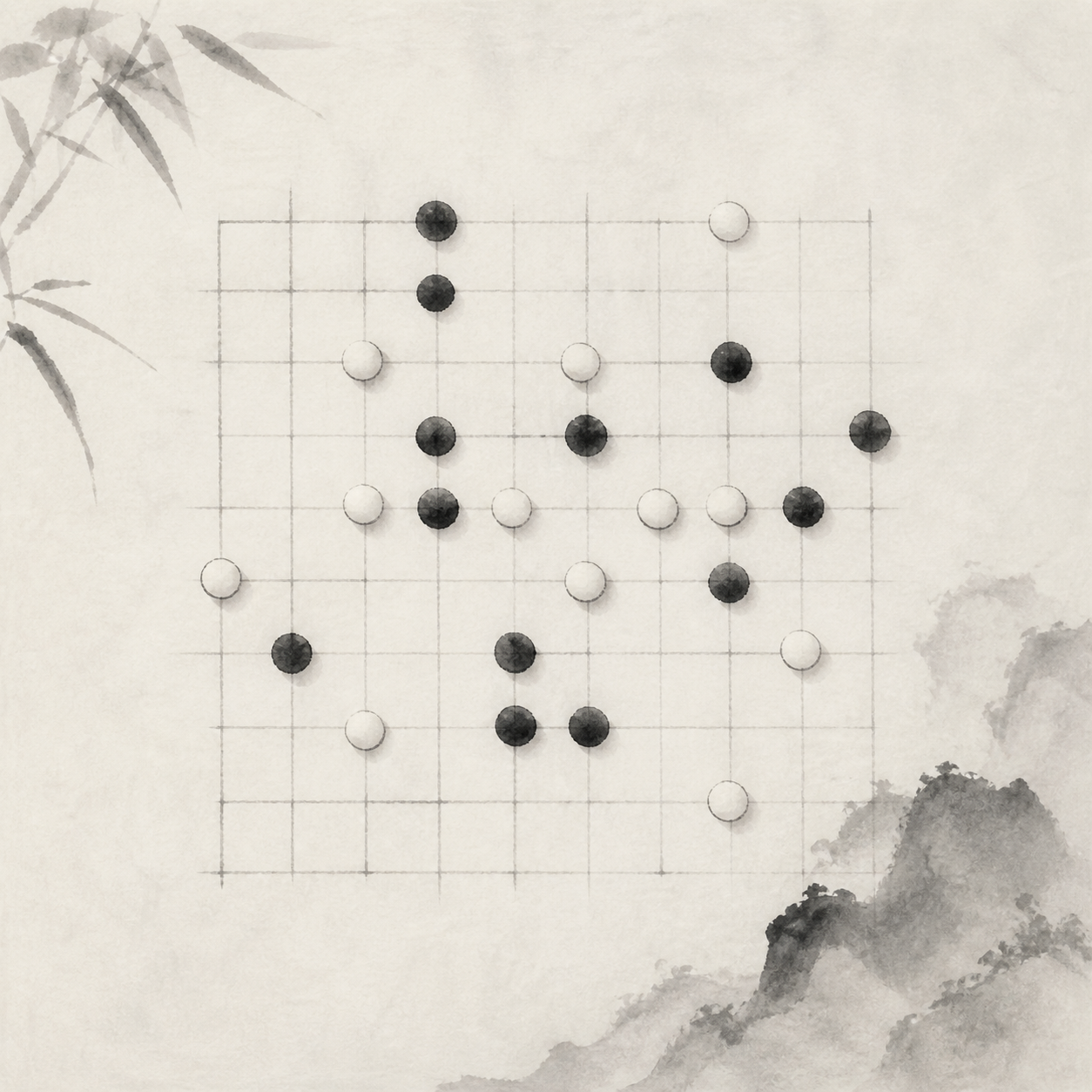 一张安静的网格图，把五子棋看成更大的连线游戏家族。